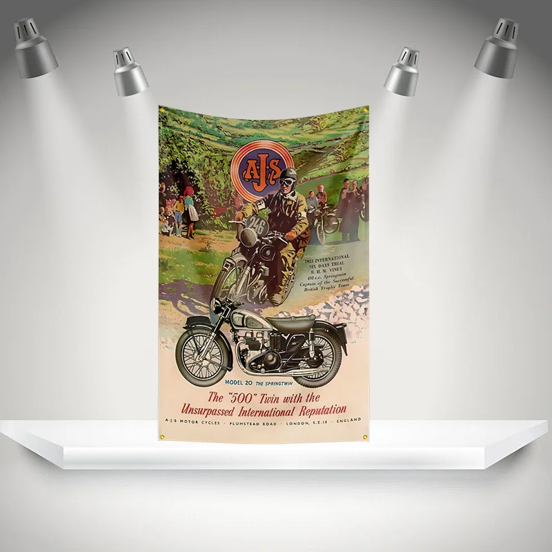 THE A-AJS Motor Oil Flag   HD Printing Exhibition, Racing, Car Fans, Porch, Garage Decoration