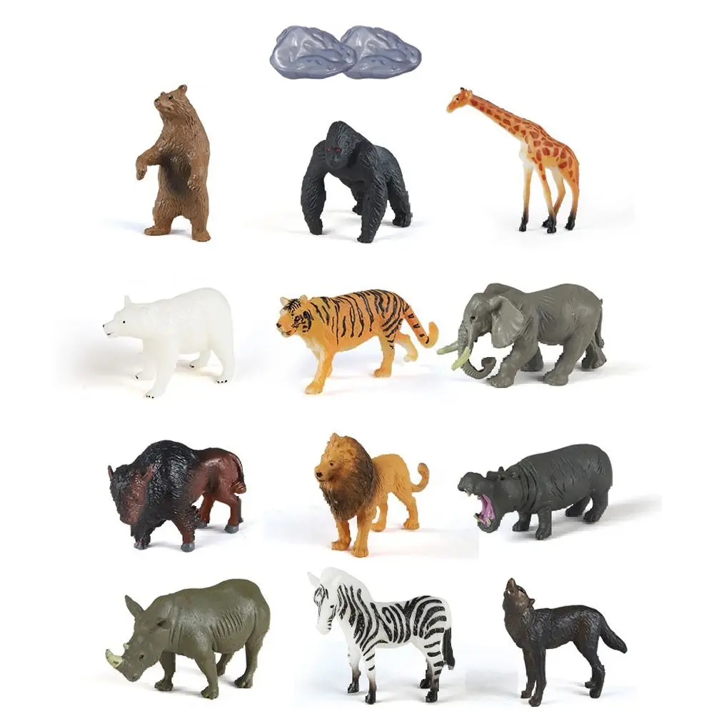 12PCS Mini Simulation Animal Figurines​ PVC Multicolor Mini Dinosaur Action Figure Preschool Educational Realistic Model