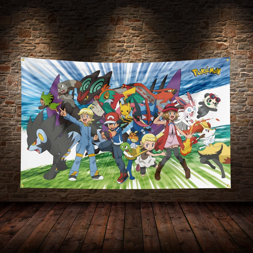 3x5 Ft P-Pokémons and Furiouss Flag Warrior Movie Poster Adventure Tapestry Background Yard Idea For Party Banner Table Wall Dec