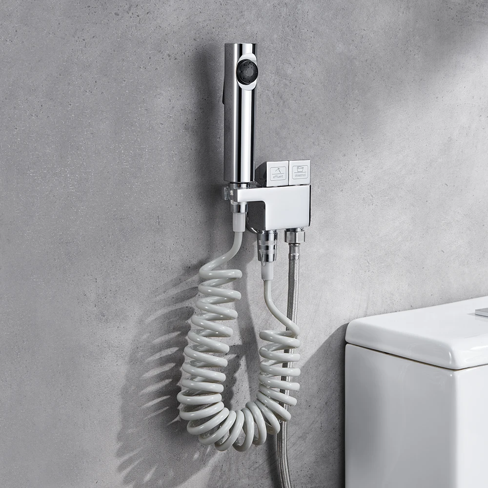SKOWLL Toilet Companion Spray Gun One In Two Out Copper Bathroom Female Wash High Pressure Three-Way Angle Valve Home Use Multip
