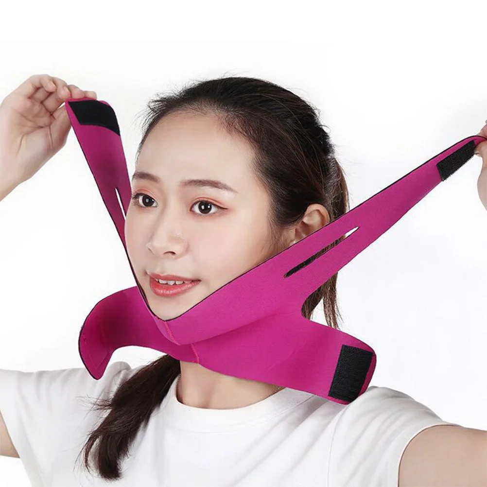 Mascarilla facial delgada, cinturón de levantamiento de cara, correa para la barbilla, masajeador fino, vendaje muscular, negro, rosado, para reafirmante Facial, ronquido, 2 uds.