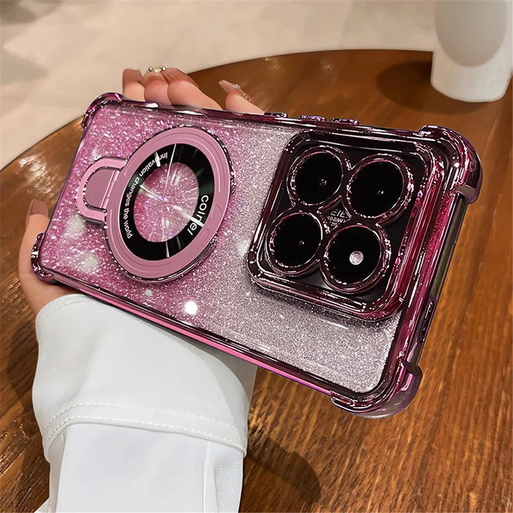 Glitter Shockproof Phone Case For Infinix Note 30 40 Pro Plus Smart 9 8 7 Hot 50i 30i Magnetic Bracket Holder Soft Bumper Cover