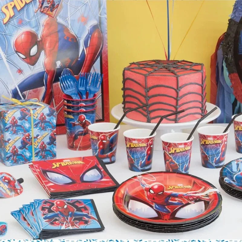 Spiderman Birthday Decoration Party stoviglie forniture per palloncini Red Spiderman Theme Cup Plate tovagliolo bambini ragazzi Happy Baby Shower