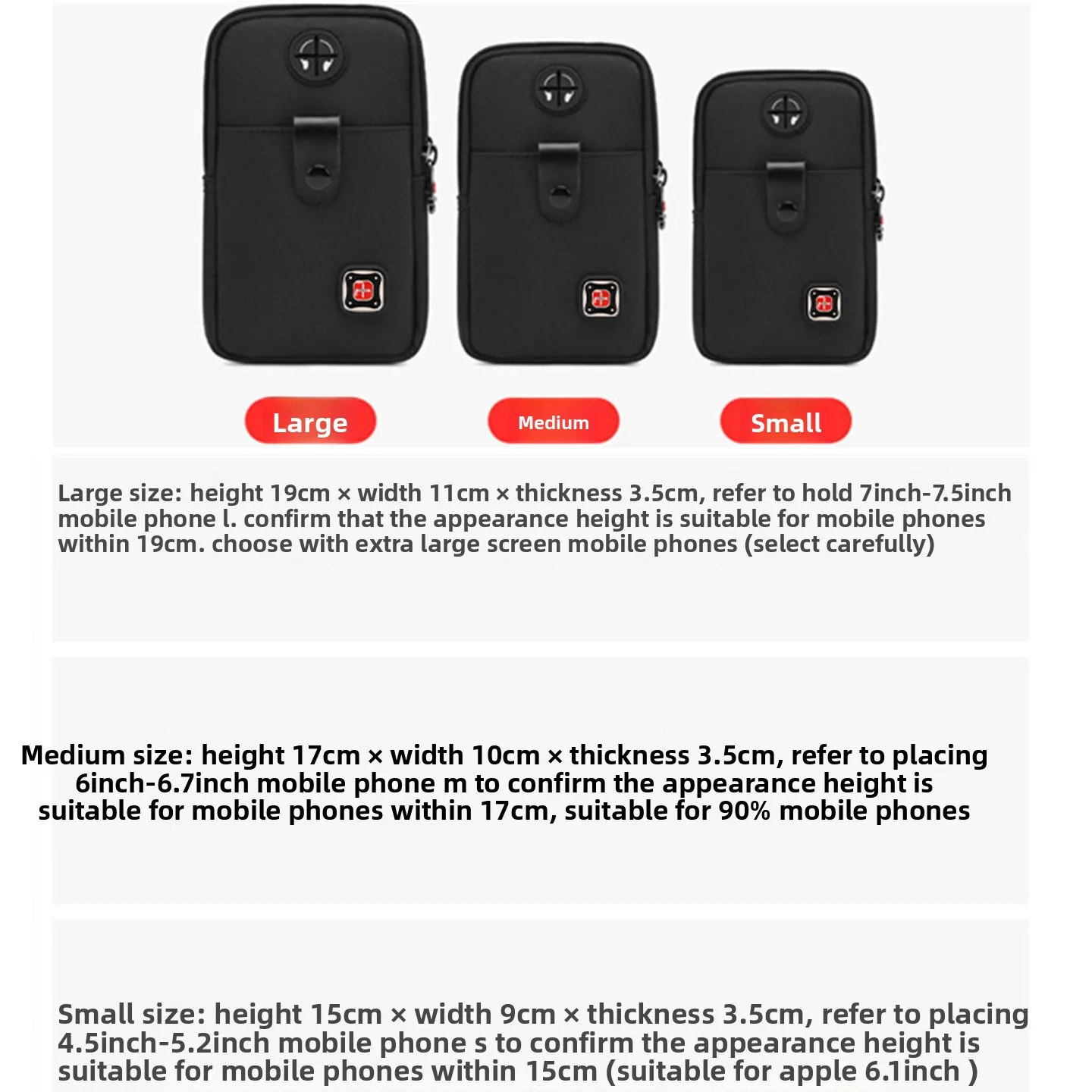 Men's Mobile Phone Pockets Earphone Hole Small Shoulder Bag 6 Inch -7 Inch Mobile Phone Bag Multi-function Wear Belt Backpack
