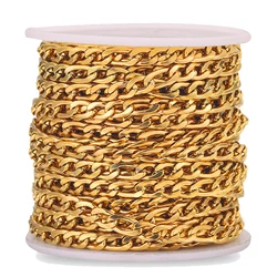1 Meter 3:1 Stainless Steel Cuban Edge Embossing Figaro Flat Chains for Vintage Necklace Making Jewelry Supplies Bracelet