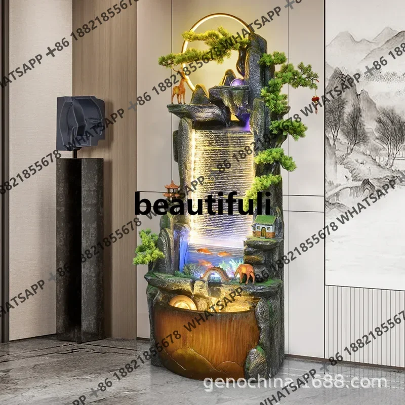 Small and medium-sized Chinese flowing water garden art scene water curtain wall courtyard lobby decoration ornament -5