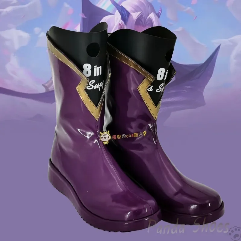 LOL Yone Cosplay Shoes Anime Game League of Legends Cos Long Purple Boots Cosplay Costume Prop Shoes for Con Halloween Party