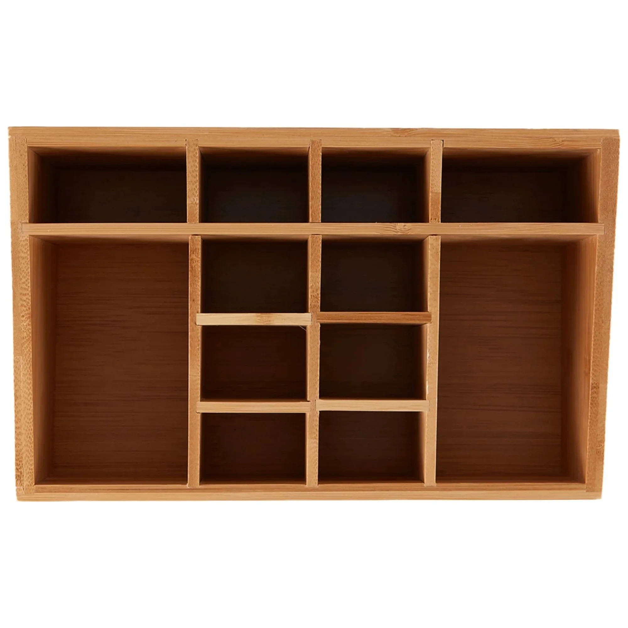 منظم حمام من الخيزران مكون من 12 حجرة باللون البني