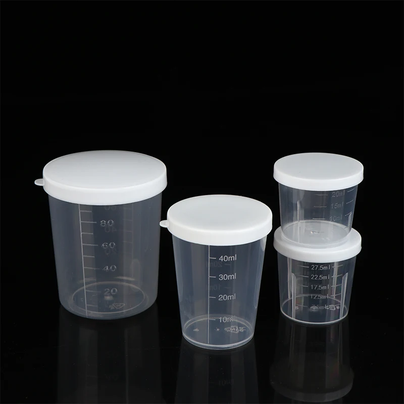 10Pcs/Set Clear Liquid Pill Measuring Cups 20/30/50/100ml with Lids Travel Pill Organizer Container for Medicine