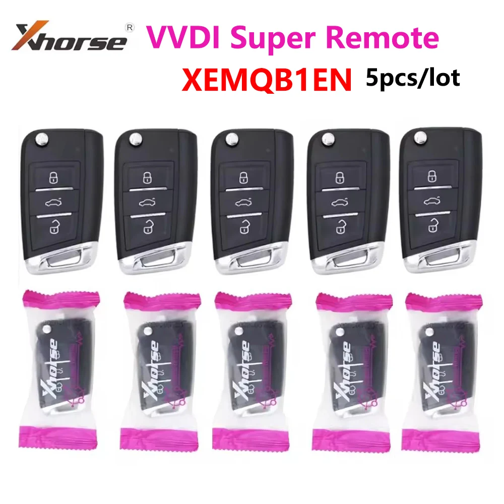 5pcs/lot Xhorse XEMQB1EN MQB Type VVDI Super Remote with XT27 XT27A66 Chip Work for VVDI2 /VVDI MINI Key Tool/ Key Tool Max