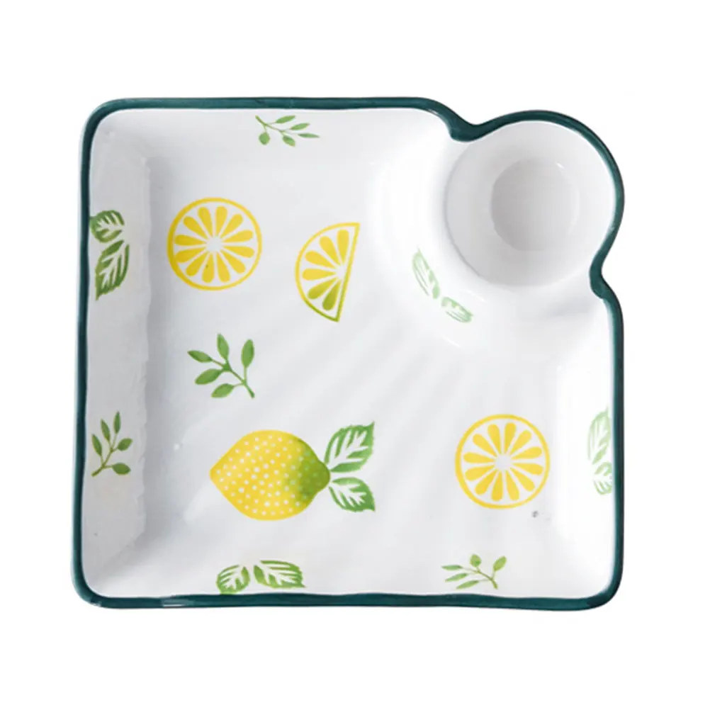 

Ceramic Divided Food Plate Compact Reliable Dumpling Dish Sauce Holder Versatile Snack Dessert Serving Plate Japanese Plates