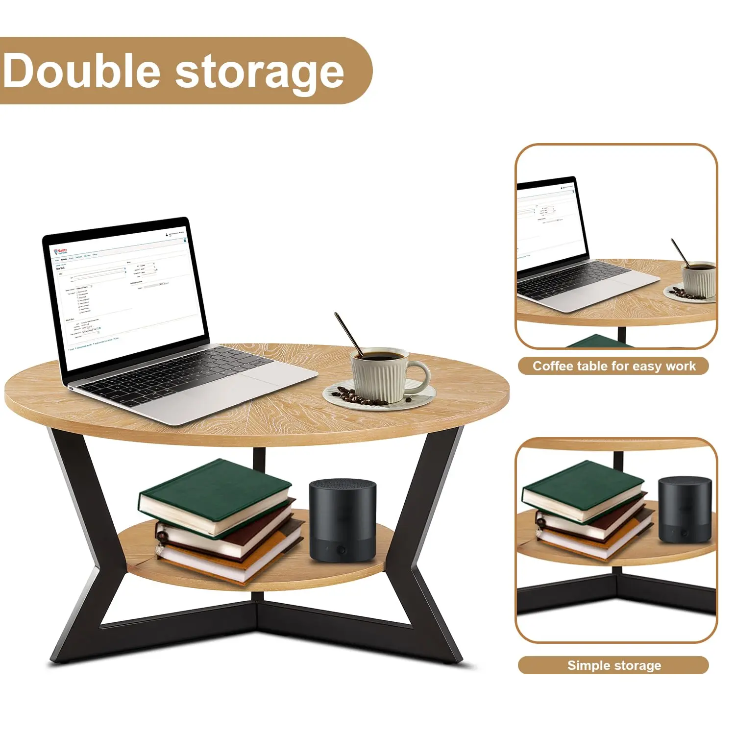 

Двухуровневый журнальный столик из массива натурального дерева с металлическими ножками в деревенском стиле, радиальный дизайн, мебель для спальни