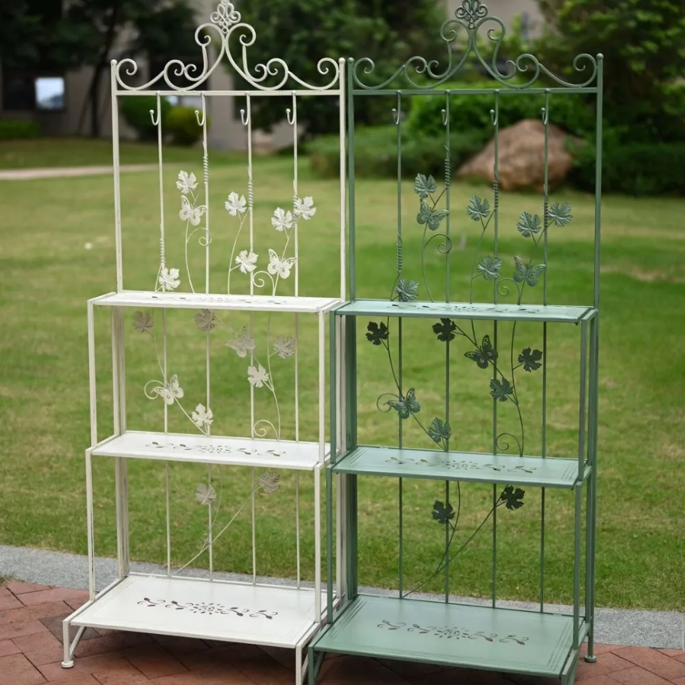 Modern Minimalist Wrought Iron Butterfly Three-Layer Workbench Outdoor Garden Courtyard Plant Potted Plant Balcony Multi-Layer S