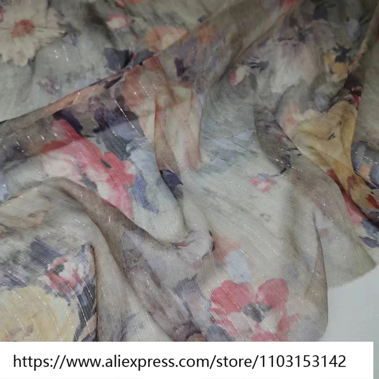 Zomer lichte en dunne transparante draad zijden crêpe stof eenvoudig afdrukken ademende rok mode