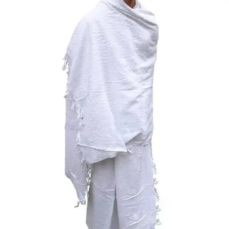 

Pure White Ihram Hajj Towel for Muslim Pilgrimage Islamic Prayer Shawl Saudi Arabian Beach Towel