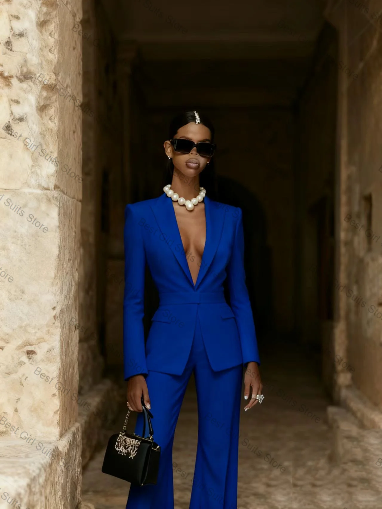 ピンクの女性スーツセット 2 ピースショートブレザー + パンツズボン綿春フォーマルオフィスレディジャケットカスタマイズされたプロム結婚式コート