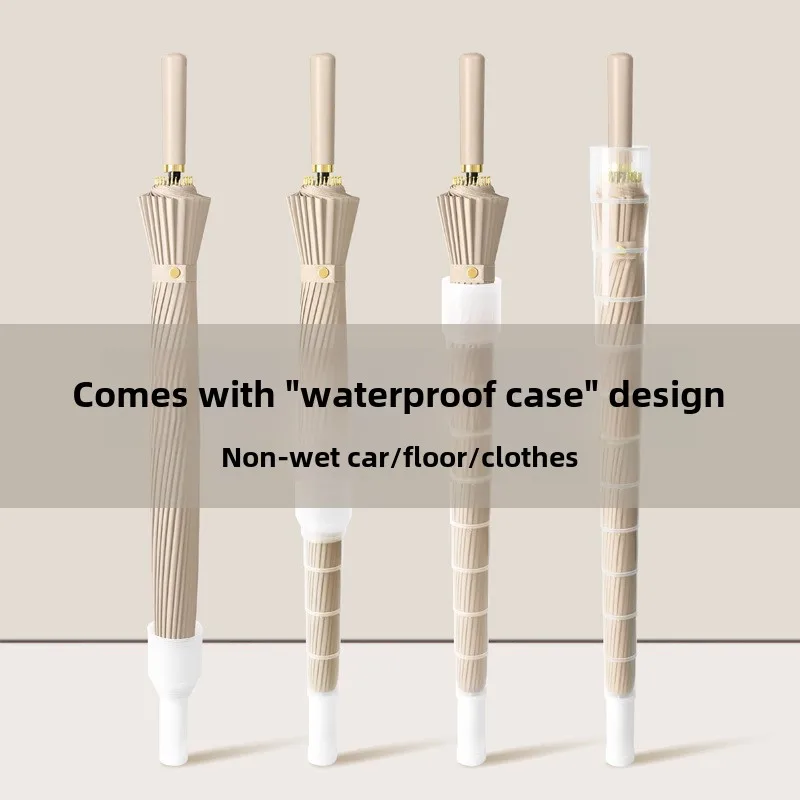 

Женский большой зонт премиум-класса с автоматической прямой шестью и 24 каналами с длинной ручкой — двойного назначения для солнца и дождя