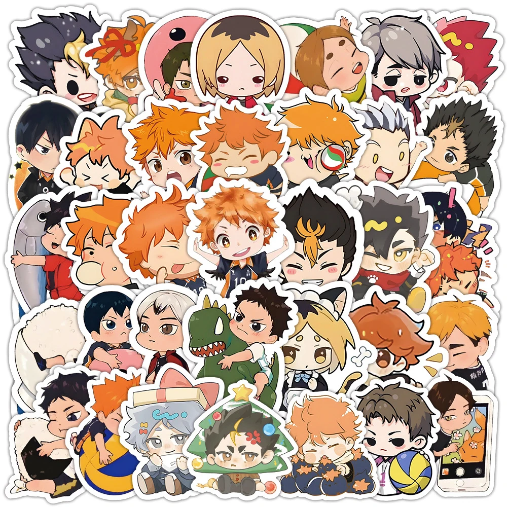 10/30/60 pezzi Kawaii Haikyuu!! Adesivi anime Decalcomanie carine Giocattoli per bambini Impermeabile Fai da te Telefono per auto Laptop Confezioni di adesivi Graffiti per cartoni animati