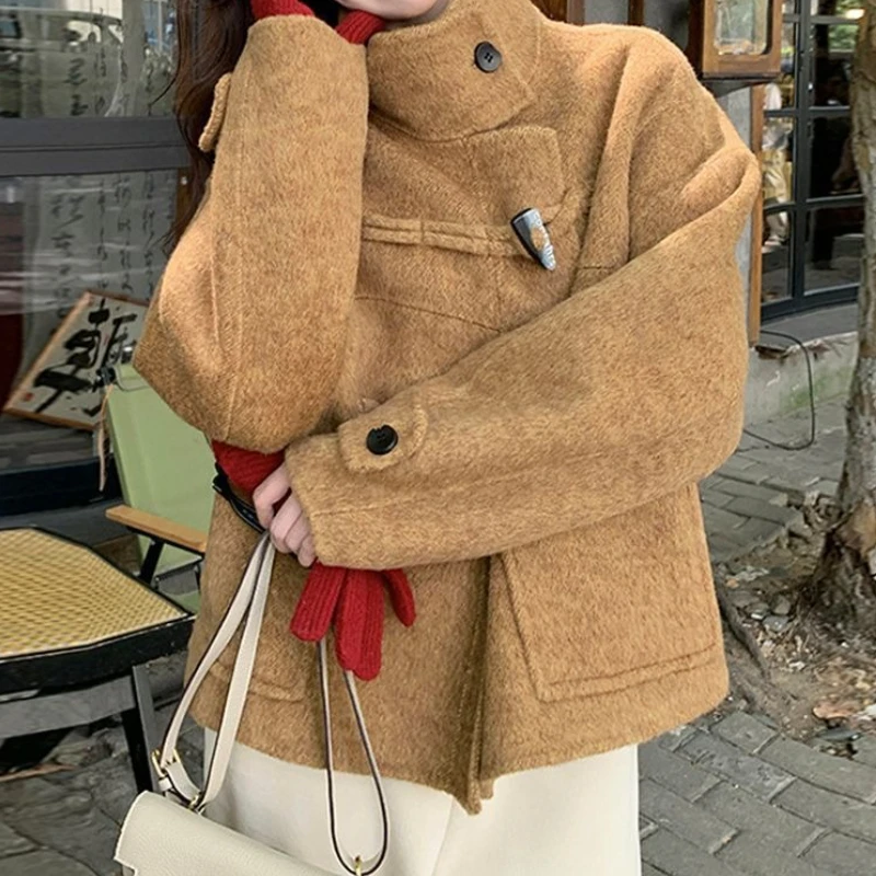 

New Wool Coat for Autumn and Winter, Thickened for Warmth, Fashionable Loose-fit Woolen Coat, Relaxed Style Overcoat