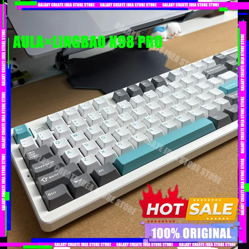 

НОВАЯ игровая механическая клавиатура AULA × LINGBAO K98 PRO, трехрежимная беспроводная прокладка, игровая клавиатура с горячей заменой 10000 мА