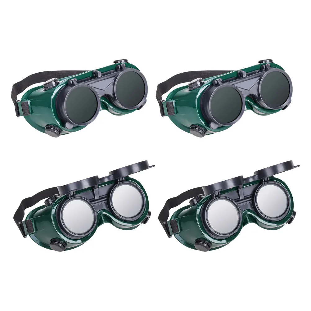 

4Pcs Welding Goggles Safety Glasses Protective Vintage Lens Plastic Industrial Shade Dark Green Athermal Radiation