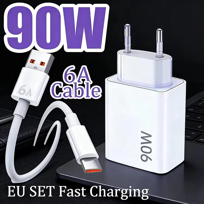 شاحن فائق السرعة 90 واط، USB 3.0 Type-C، محول شحن EU، مناسب لأجهزة Xiaomi 16 و15 و14 Ultra وRedmi وVIVO وSamsung وiPhone - 4