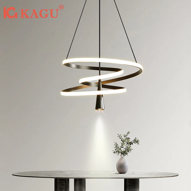 

Modern LED Pendant Light Black/White - Dimmable Spotlight Chandelier for Living Kitchen, Surface Mounted Home Lighting Fixtures