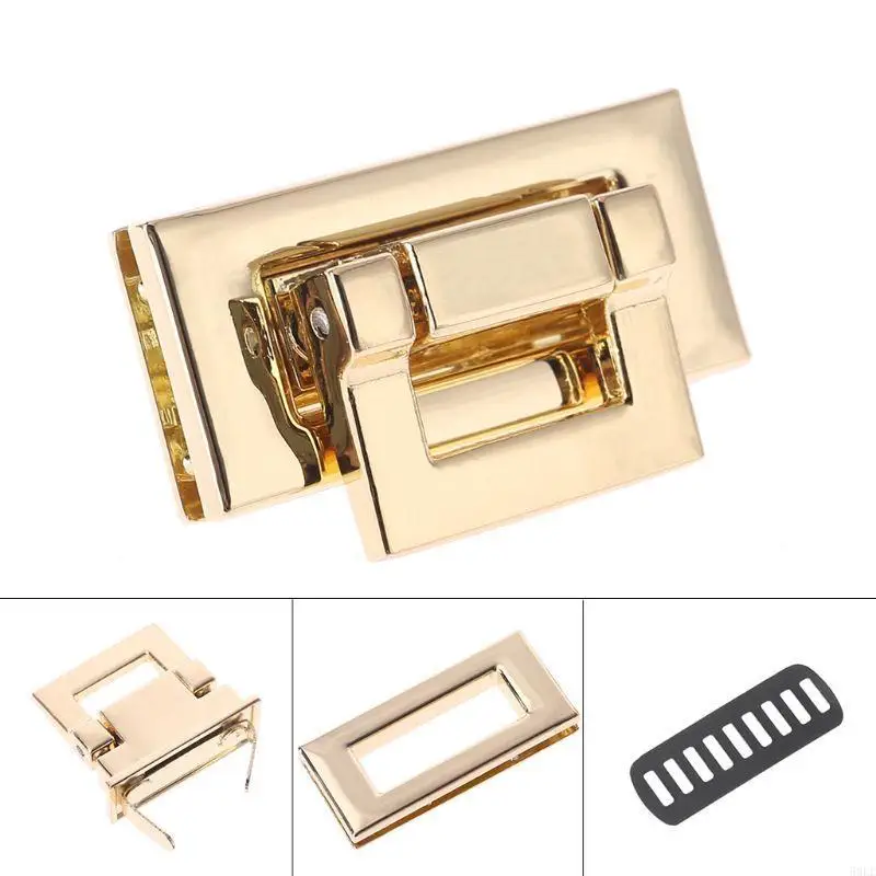 

50LE Rectangle Clasp Turn Lock Twist Lock DIY Leather Handbag Bag Hardware