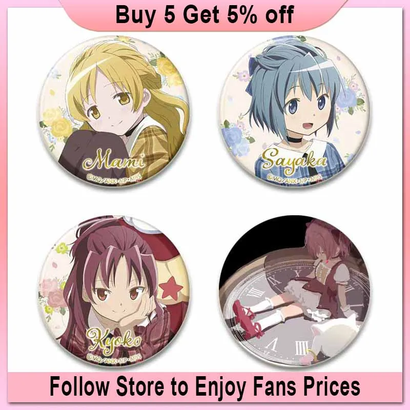 58mm Puella Magi Madoka Magica Pins Cute Anime Figure Homura Miki Sayaka Brooch Cosplay Badge Backpack Shoes Jewelry Accessories