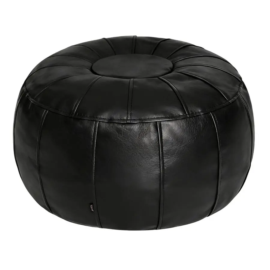 

Unstuffed Moroccan Ottoman Pouf Cover, Ottoman Footstool Storage Solution, Bean Bag Chair, Foot Rest, Black