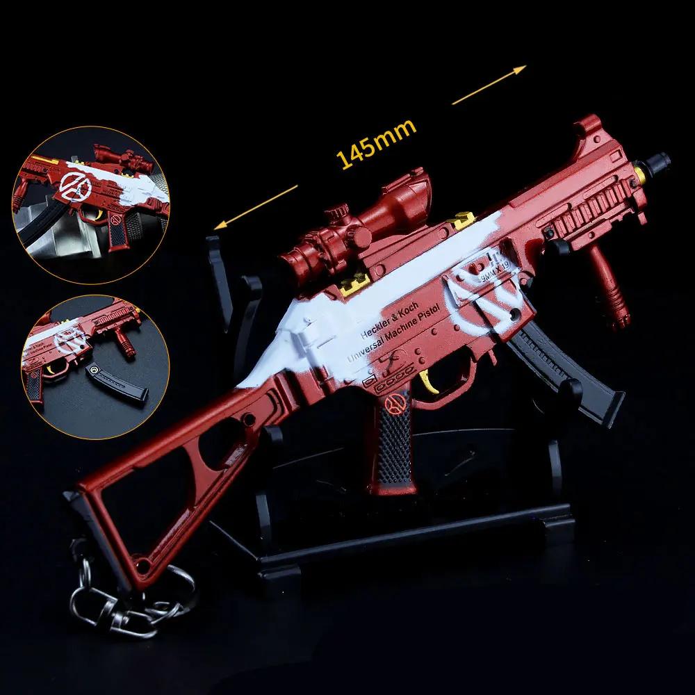 14 centimetri di Metallo UMP9 Mini Lega di Pistola Modello Action Figures Gioco Periferico Portachiavi Ornamento Decorazione Raccogliere Giocattolo Per Bambini Regalo ZG400