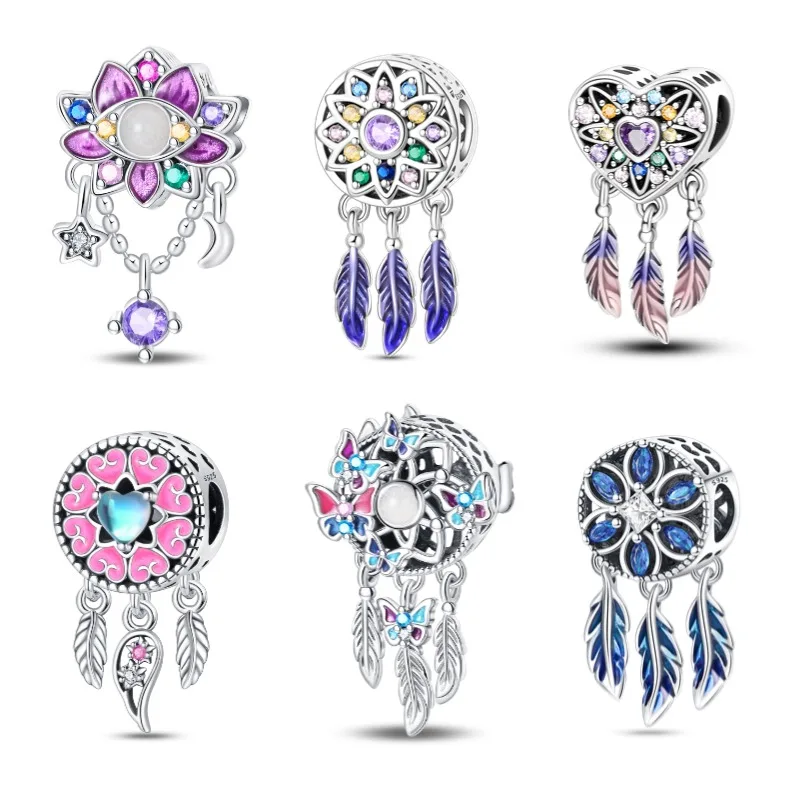 100% 925 Sterling Dream Catcher Charms Fit Original Pandora Bracelet&Bangle DIY Beads For Women Birthday Fine Jewelry Gift