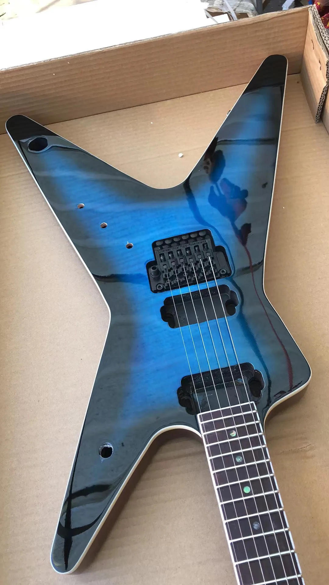 

High Quality Dimebag 6 Strings Electric Guitar Flame Maple Top Mahogany Body Color Blue And Black Free Delivery