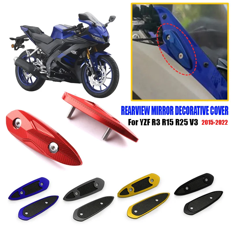 R3 R15 R25 Motorcycle Windshield Driven Mirror Hole Cover Mirror Eliminator Cap Fit For YAMAHA YZF R3 R15 R25 V3 2015-2022 2021