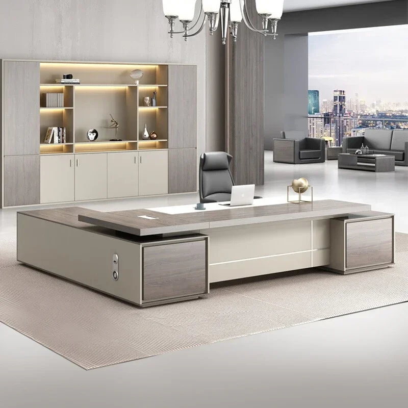 

L Shaped Computer Desks With Drawers And Chair luxury boss modern president manager supervisor table single office furniture