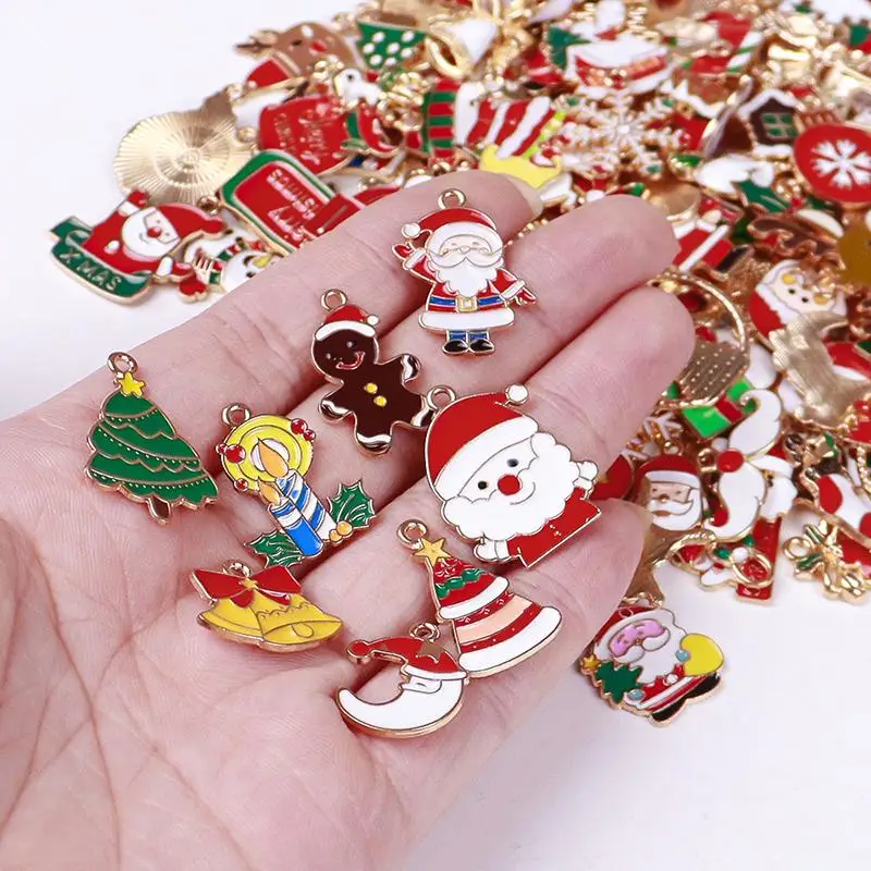 Weihnachts-Emaille-Anhänger, 10/20/50 Stück, sortiert, für die Herstellung von Schmuck, Weihnachtsgeschenk für Bastler – Detail 3