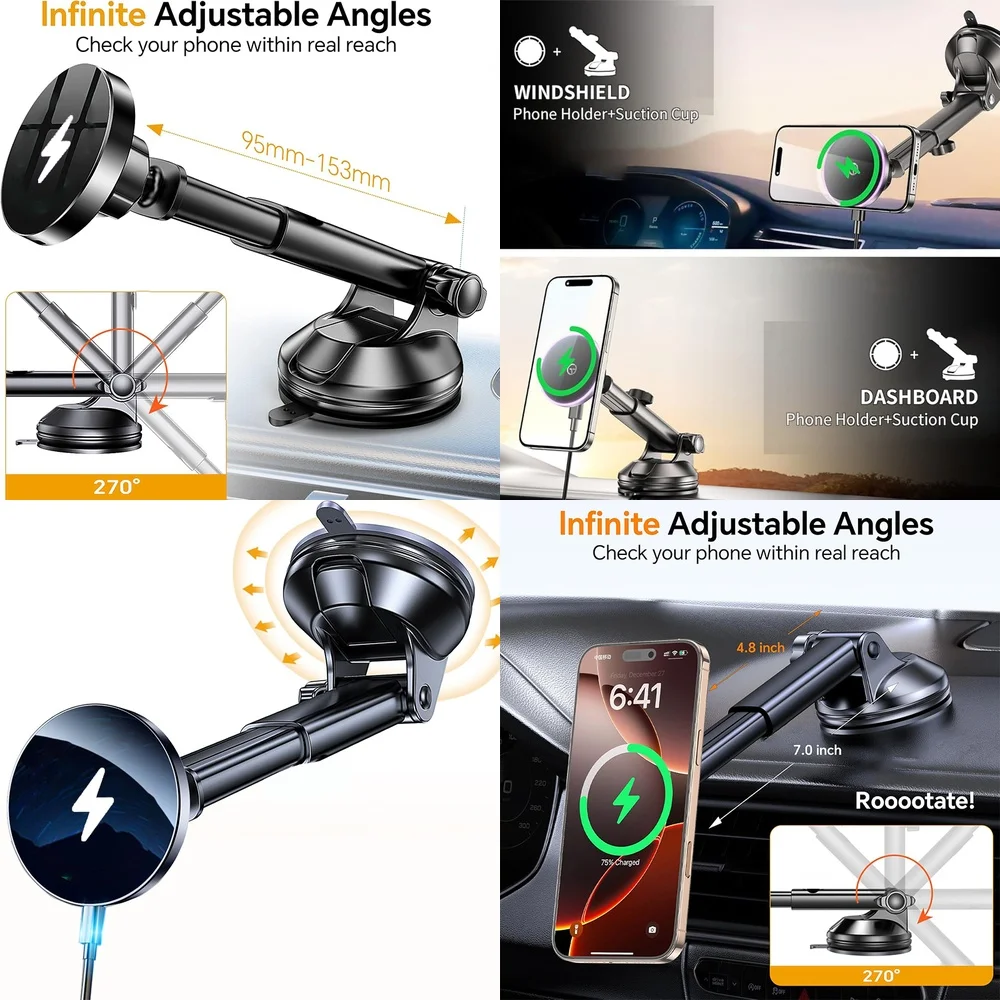 Electronics Products Hot 2026 Trend Magnetic Wireless Car Charger Dashboard Car Phone Holder Magnetic Consumer Chargers Adapters