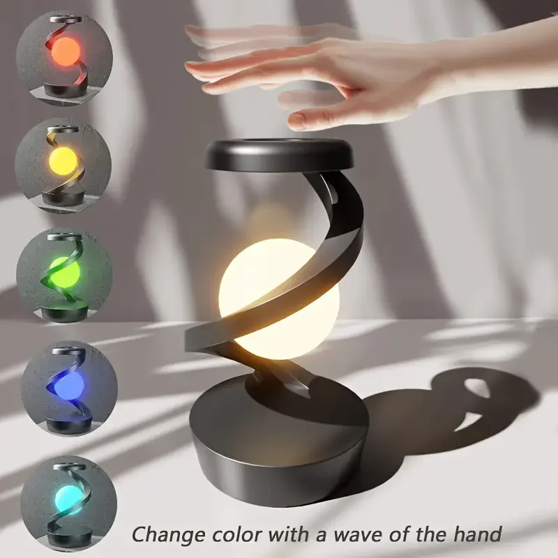 Rotating Floating Night Light Creative Table Lamp Rotating Floating lampWith 15W Wireless Charger RGB Atmosphere Night Light