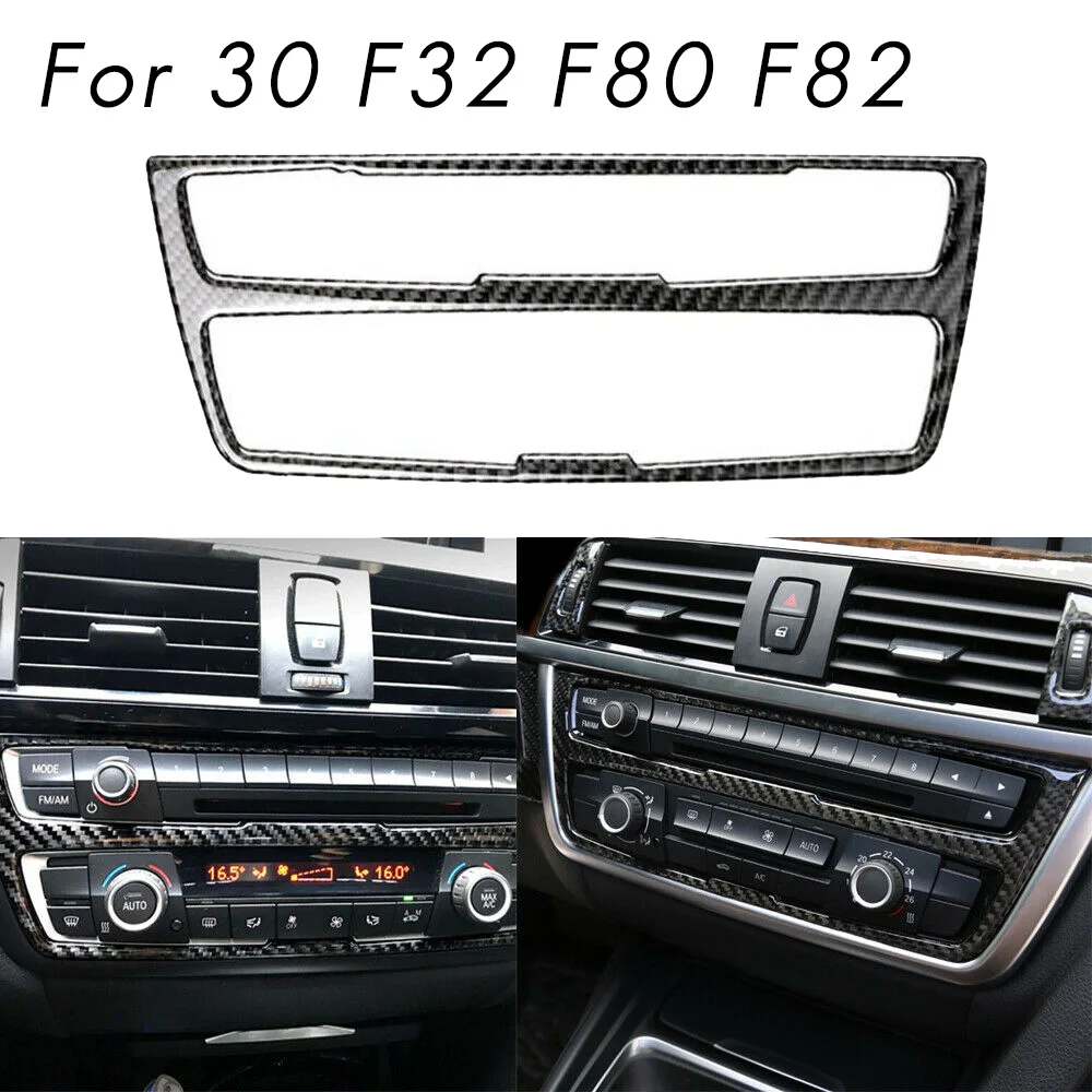 Konsol pusat Interior serat karbon, Trim bingkai dekorasi Panel AC/CD untuk BMW 3 4 Seri GT F30 F32 F34 2013