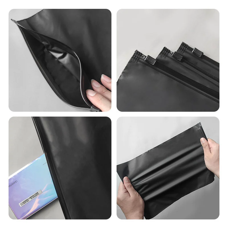 StoBag 50pcs Wholesale Black Matte Frosted Clothes Packaging Zipper Bags Storage Ziplock Color Plastic Shipping Sealed Pouches