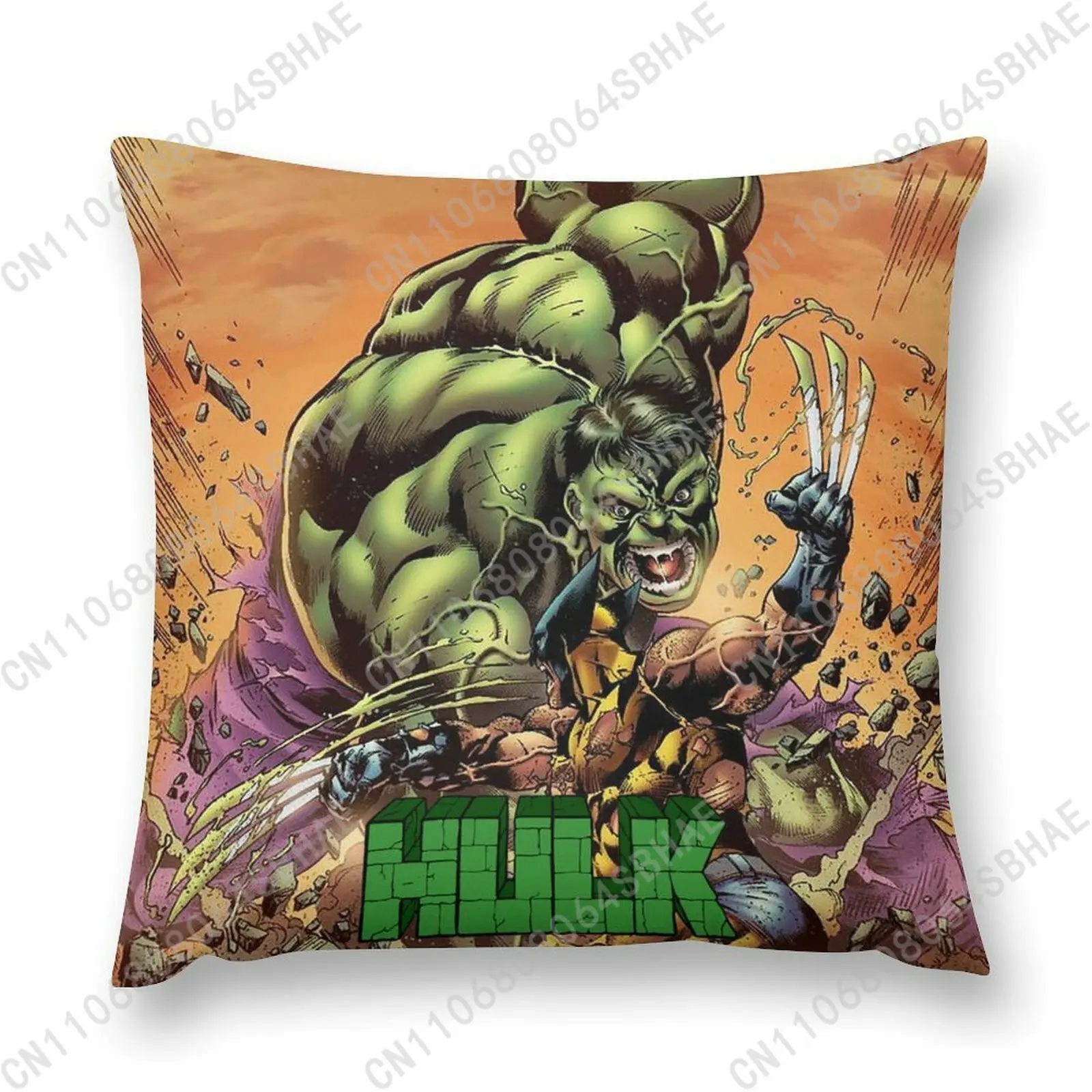 

Marvel The Incredible Hulk Custom Pattern Short Plush Pillow Cover Soft Short Fur Cushion Living Room Personalized Decor Cosplay