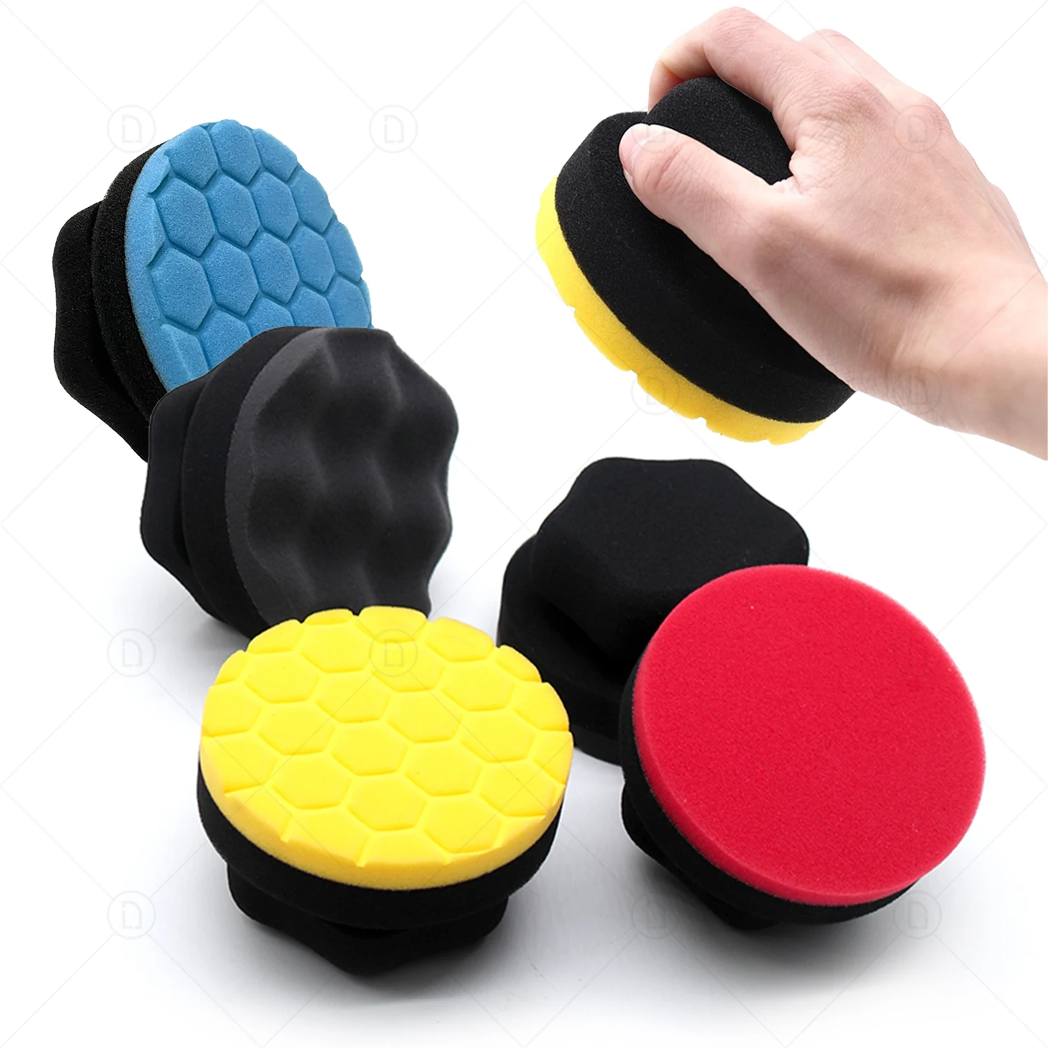 4\' Car Waxing Sponge Polishing Pad Hexagonal Grip Applicator Tire Wax Pad For Car Detailing Coating Wheel Shine Cleaning Washing