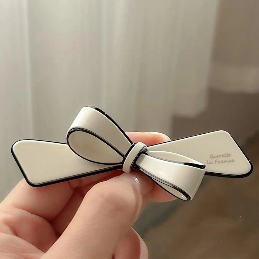 Acetate Hair Clip with Bow for Women, Duckbill Clip for Girl, Fashion Hairpin, Hair Accessories, Elegant Sauna Wear for Women, S