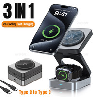 3 in 1 Magnetic Cooling Wireless Charger For Magsafe iPhone 16 15 14 13 12 Apple Watch 9/8/7/6/5/4/3 Airpods Pro 2 Fast Charging