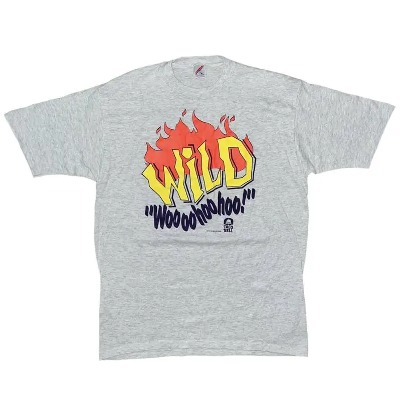 Vtg 90s Jerzees Taco Bell Wild Sauce 1993 USA Gray T Shirt XL A51