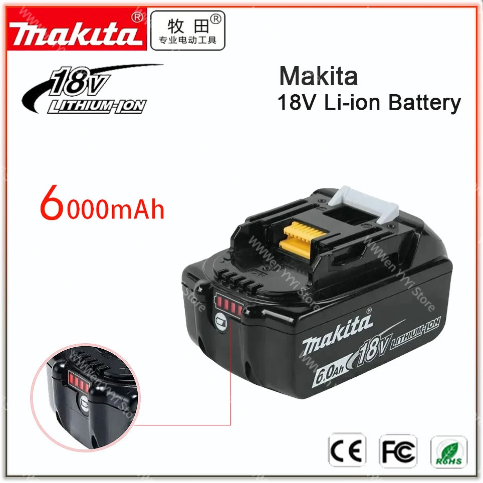 100% Original Makita 6.0Ah 18V Li-ion Battery Charger DC18RF BL1840 BL1830 BL1430BL1440 DC18RC Charging Tool With USB Port