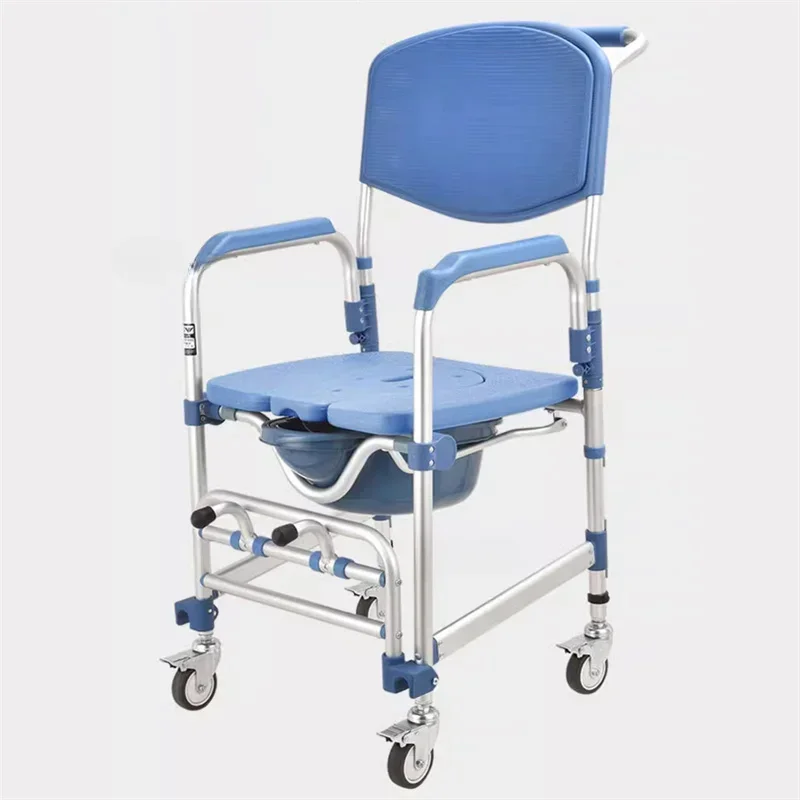 Elderly Toilet Chair with Wheels Household Mobile  s Folding  Nursing  Shower Seat Disabled Wheelchair