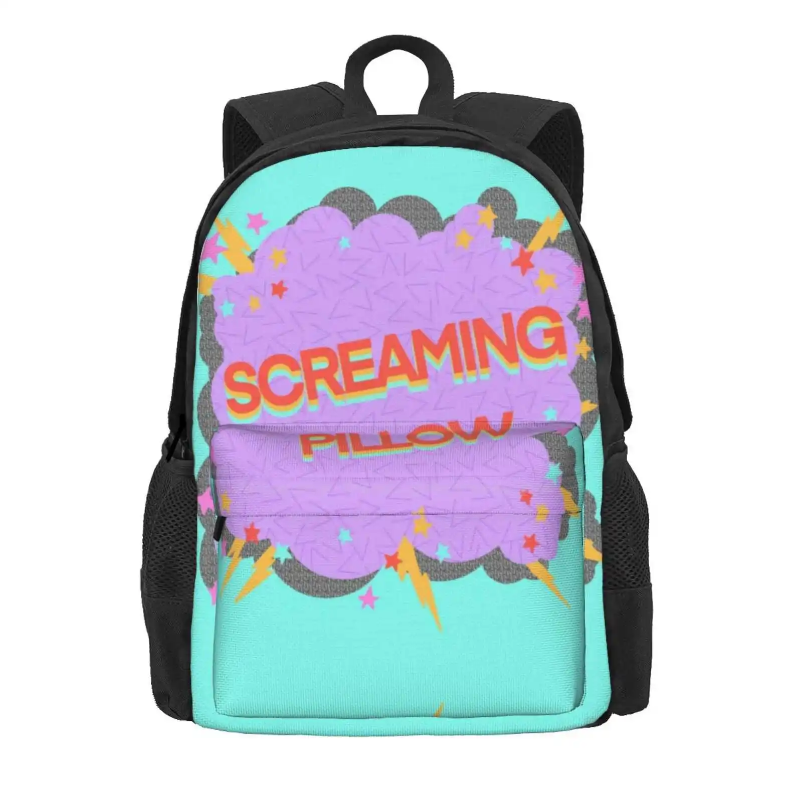 Screaming Pillow Hot Sale Schoolbag Backpack Fashion Bags Screaming Angry Scared Millennials Stars Lightning Clouds