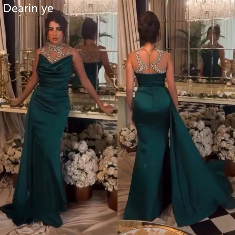 

Customized Formal Gown Saudi Arabia Dearin Sheer Straps Column Floor Length Skirts Tulle Bespoke Occasion Dresses Prom Evening D