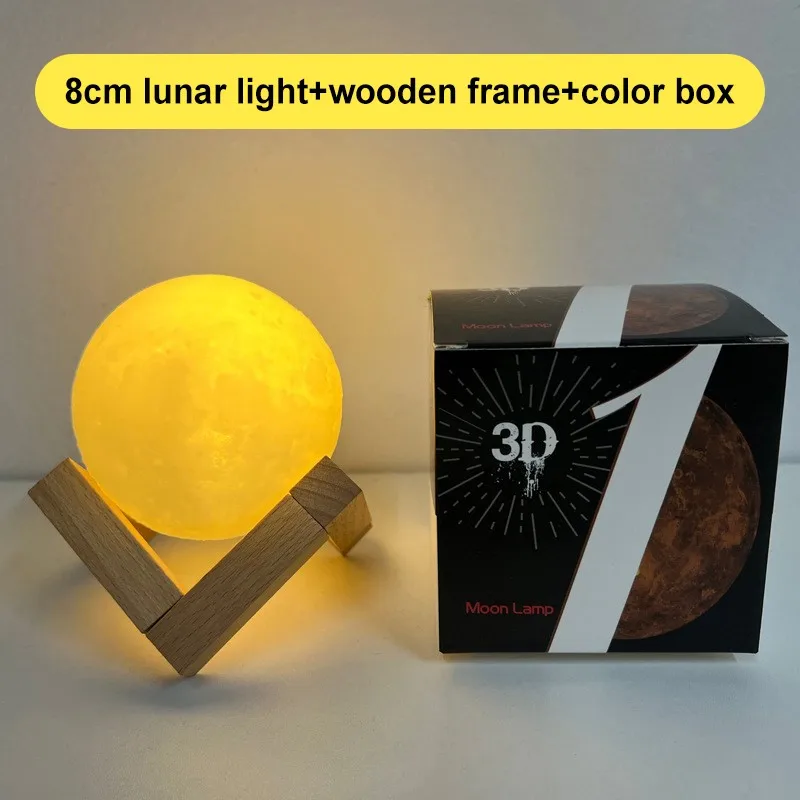 3D Print Rechargeable Moon Lamp LED Night Light Creative Touch Switch Moon Light For Bedroom Decoration Birthday Gift